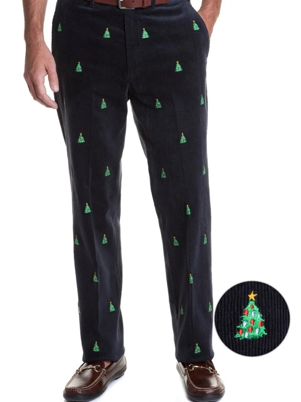 Castaways Beachcomber Nantucket Navy With Christmas Tree Corduroy Pants Size 28